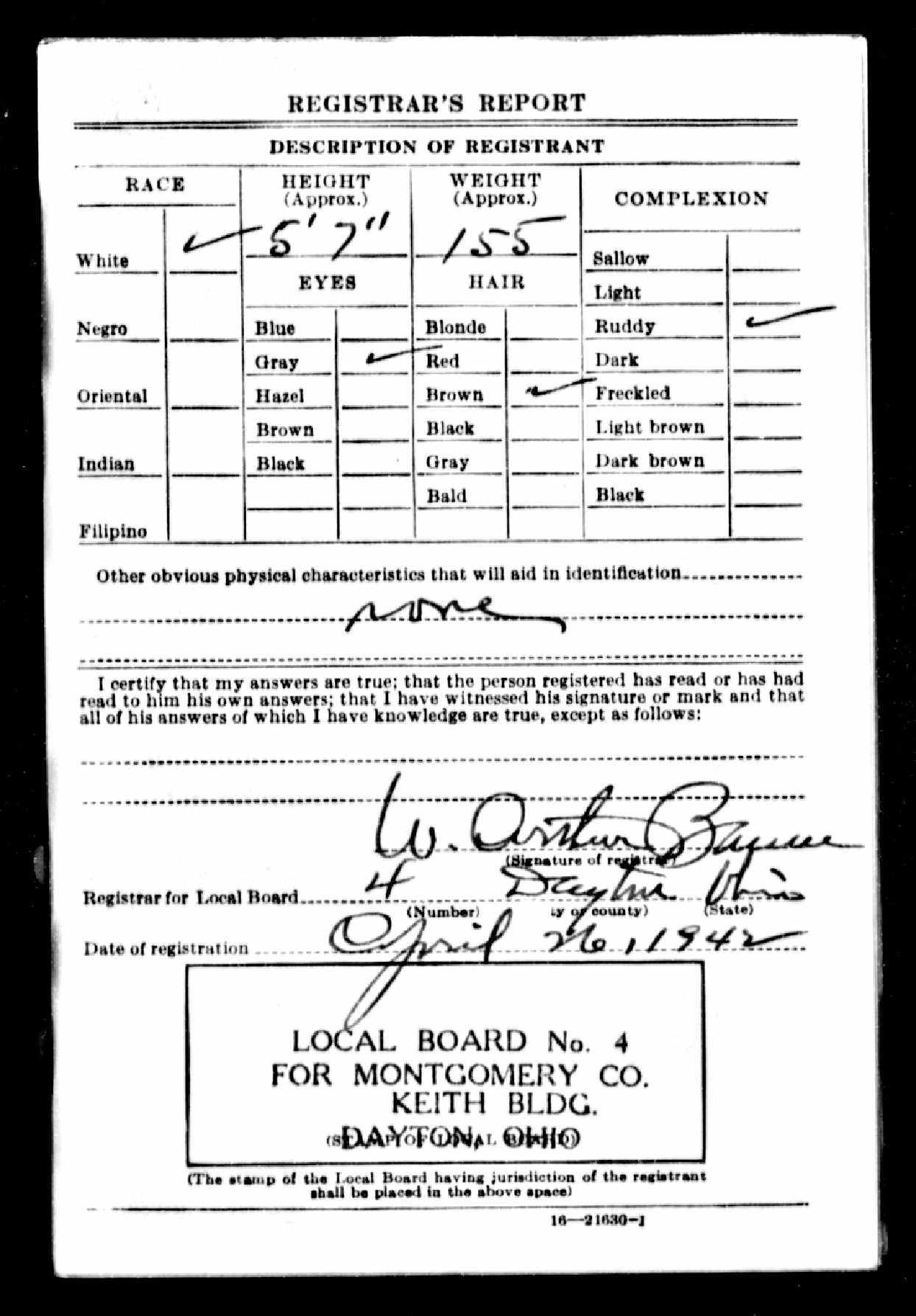 Ivan Arterburn WW2 draft registration card (back) (2172 KB) 26 April 1942 Ivan Arterburn, b. 15 June 1881 — WW2 draft registration card (back side) (Click on Picture to View Full Size) picture