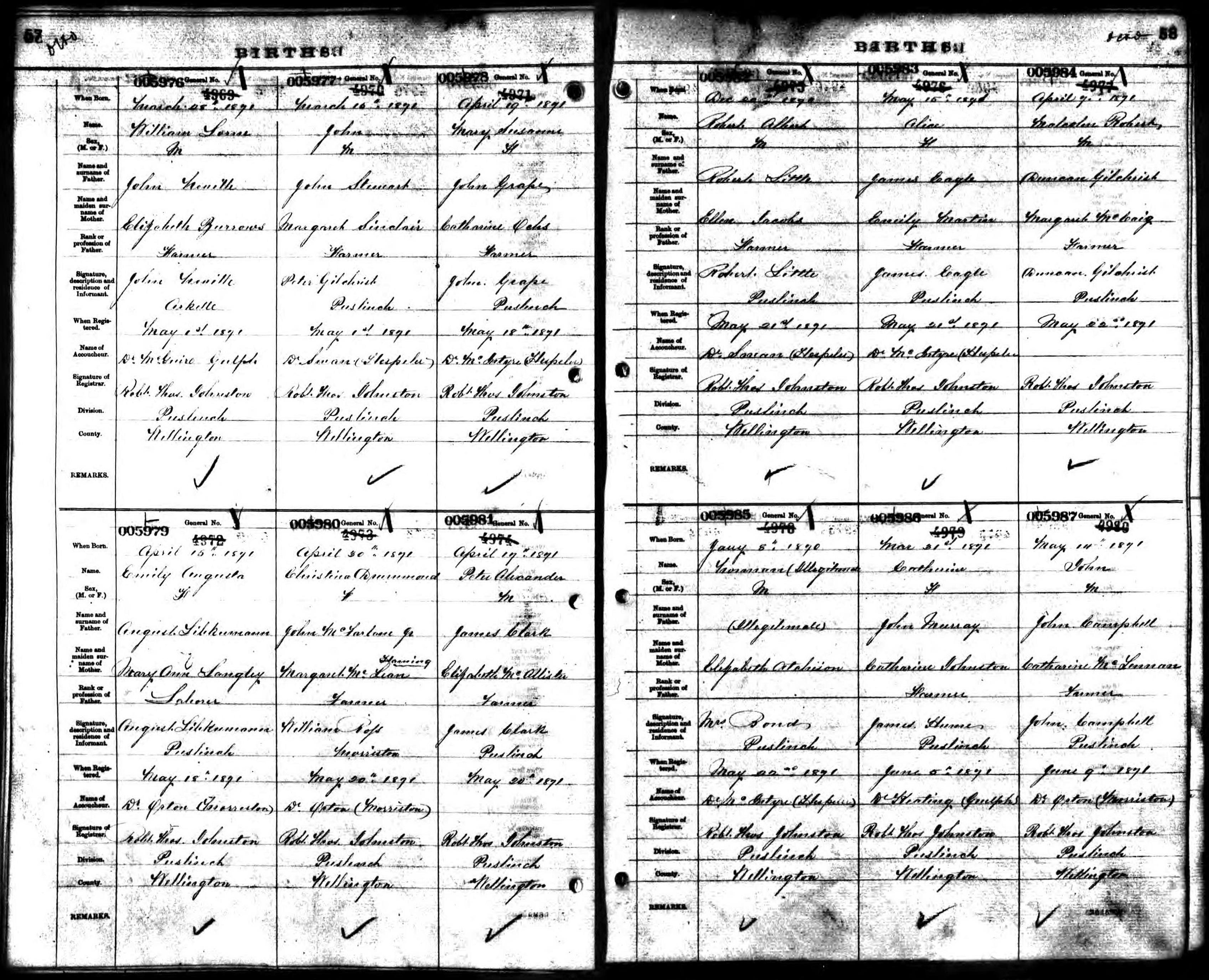 Christina Drummond McFarlane birth record in Puslinch (9118 KB) 1871 Christina Drummond McFarlane, b. 30 April 1871 in Puslinch Division; daughter of John McFarlane, Jr. and Margaret McLean Hanning; Births in Puslinch Division, Wellington County, Ontario, Canada; Archives of Ontario, Series MS929, Reel 4. (Click on Picture to View Full Size) picture