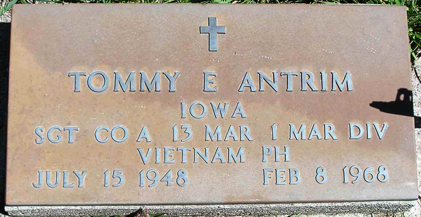 Tommy E. Antrim gravestone in Silver Creek Cemetery (2890 KB) Photo from FindAGrave; Added by: H BRAUN, 5/10/2010 (Click on Picture to View Full Size) picture
