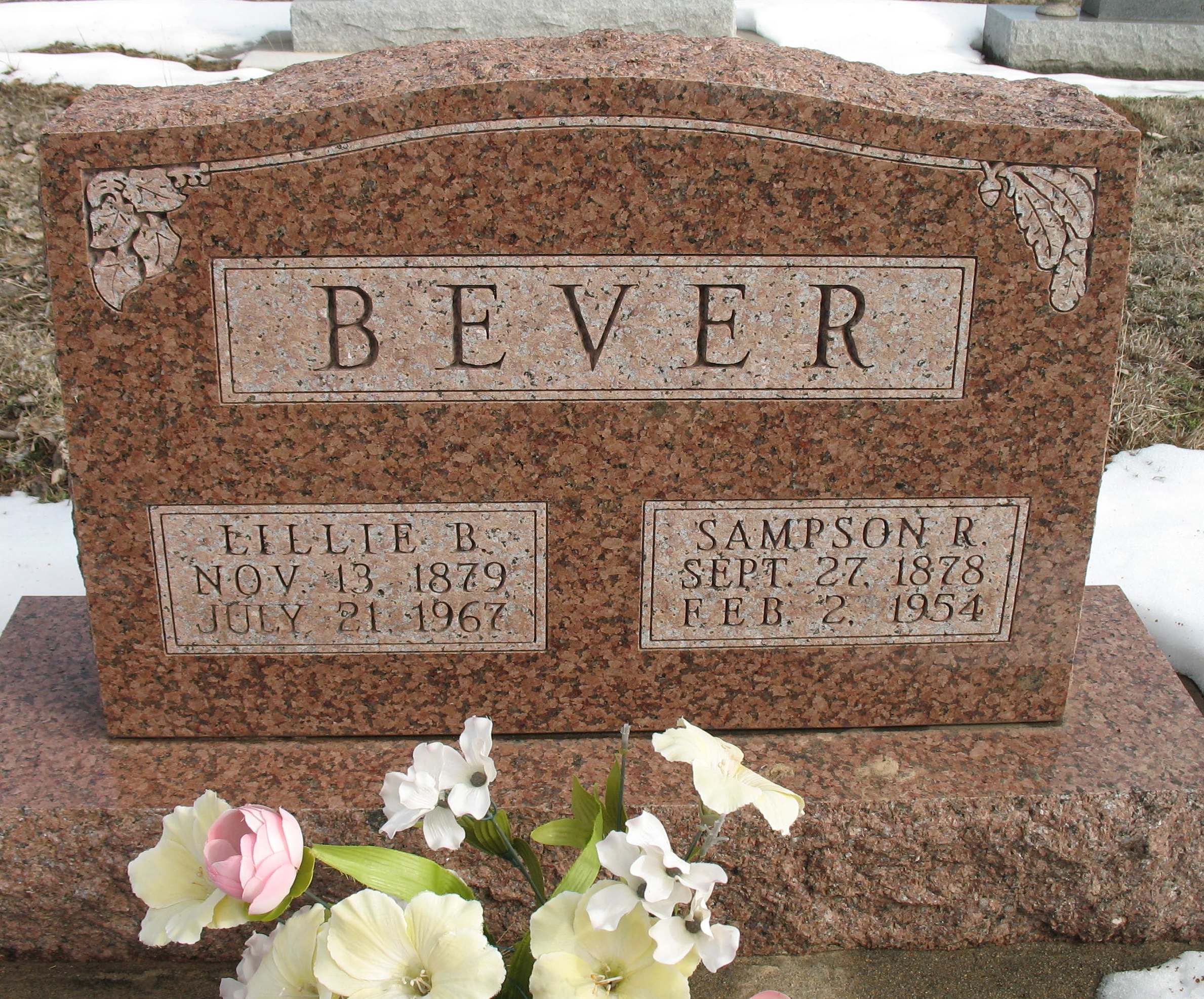 Sampson and Lillie Bever gravestone in Enid Cemetery (13750 KB) Photo from FindAGrave; Added by: David Schram, 2/16/2012 (Click on Picture to View Full Size) picture