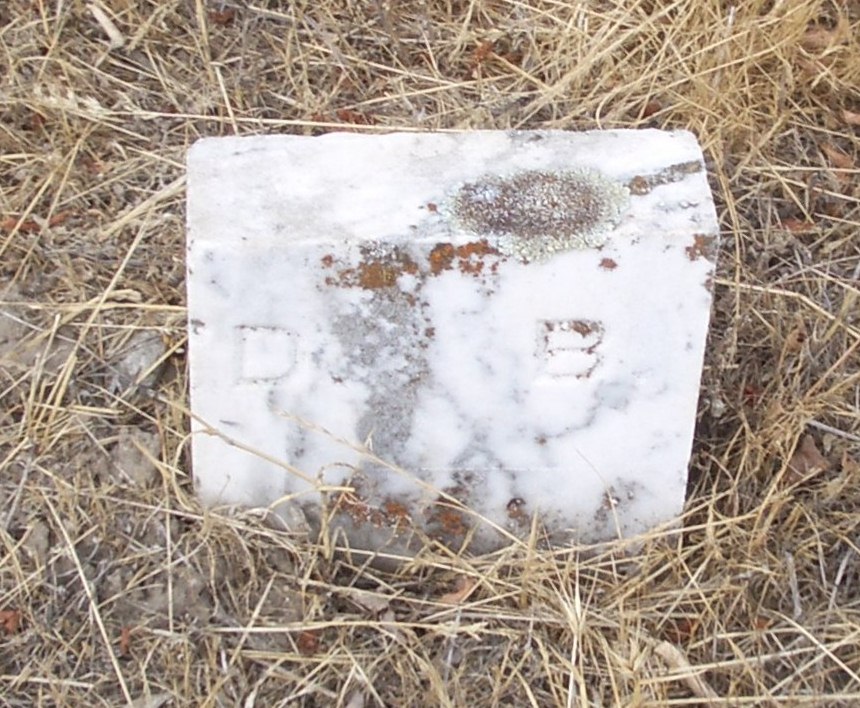 'D. B.' footstone to accompany Delphine Butler grave (7 of 7) (1783 KB) Photo from FindAGrave; Added by: Carrie and Allen, 2/20/2012 (Click on Picture to View Full Size) picture