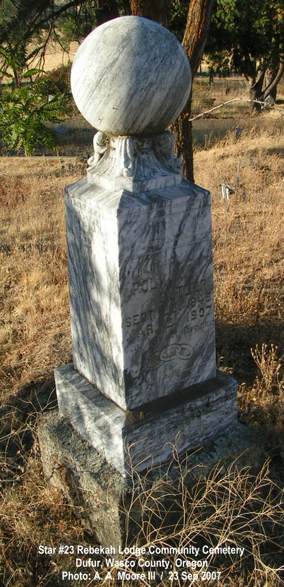 Polk and Delphine Butler monument (2 of 7) (2015 KB) 23 September 2007 Photo from FindAGrave; Added by: Arthur Allen 'Art' Moore III, 9/25/2007 (Click on Picture to View Full Size) picture