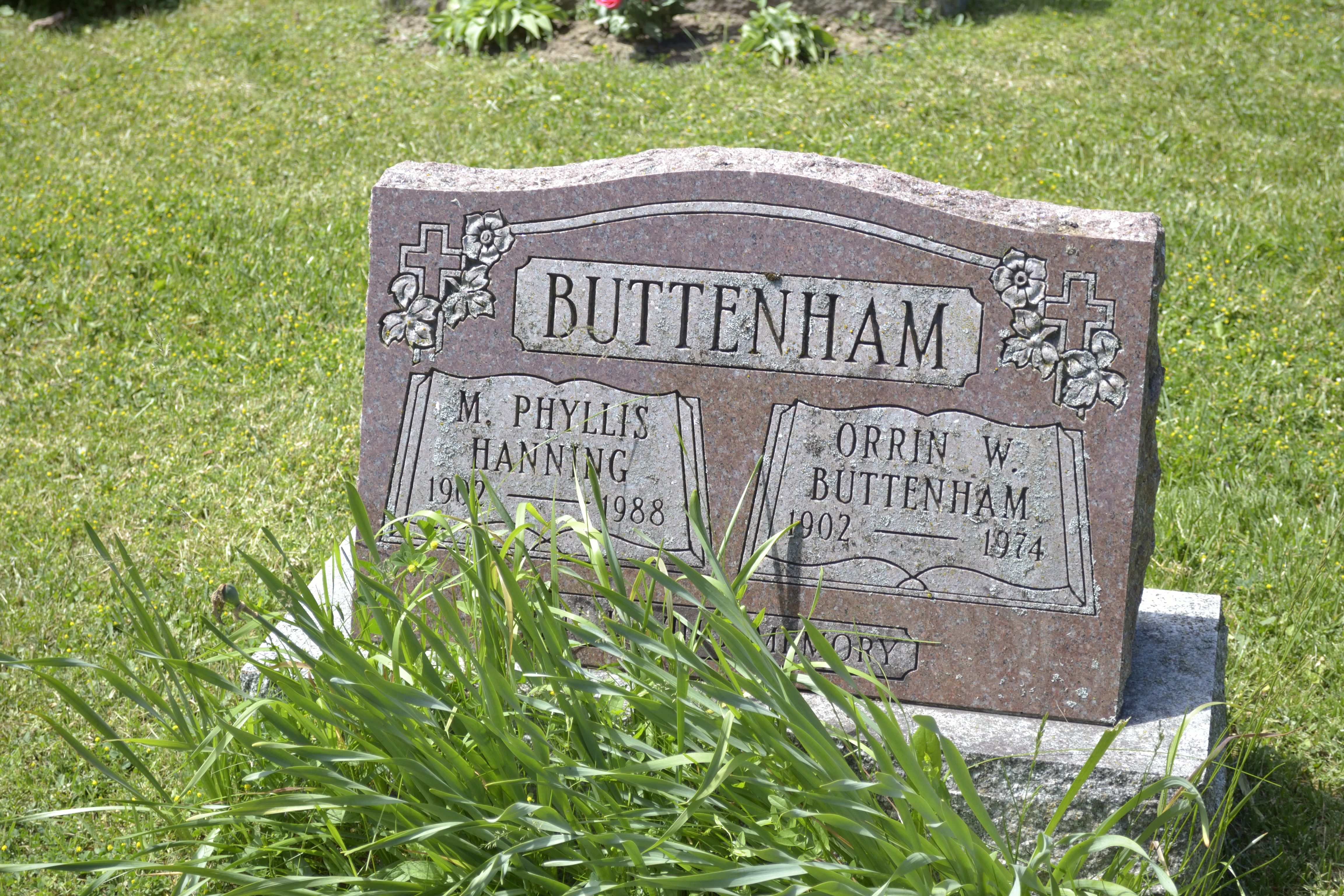 Orrin and Phyllis Buttenham gravestone in Rockwood Cemetery (41472 KB) Photo from FindAGrave; Added by: Gary Chowns, 6/28/2014 (Click on Picture to View Full Size) picture