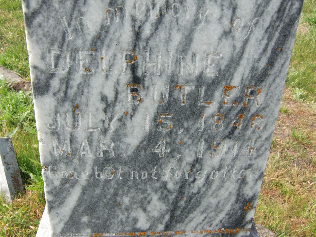 Wife detail view of the Polk and Delphine Butler monument (4 of 7) (2304 KB) Photo from FindAGrave; Added by: Bill Vanderpool, 4/21/2010 (Click on Picture to View Full Size) picture