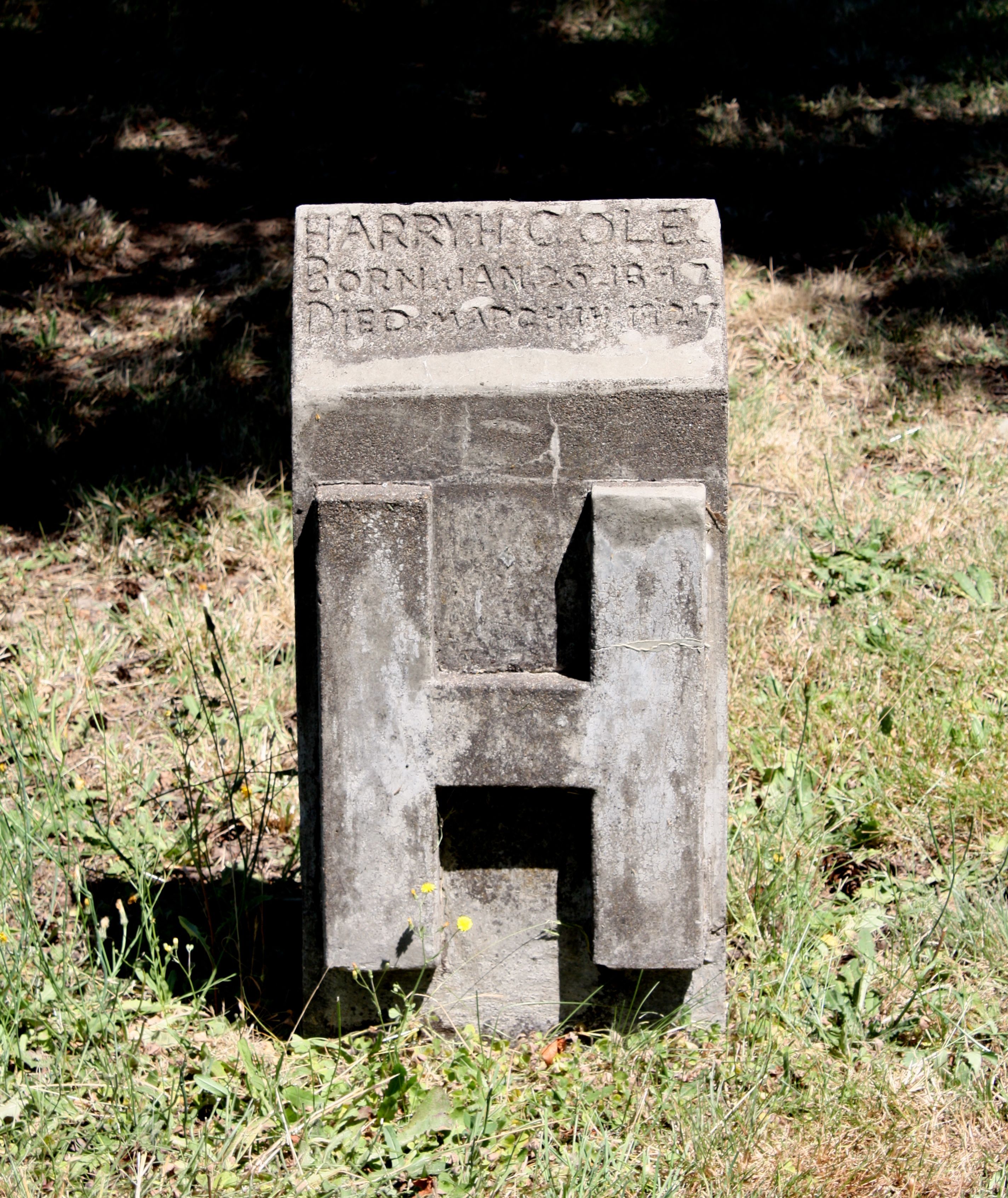 Harry H. Cole gravestone in Laurel Grove Cemetery (28226 KB) Photo from FindAGrave; Added by: RLWirtz, 7/14/2014 (Click on Picture to View Full Size) picture