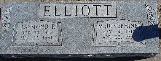 Raymond and Josephine Elliott gravestone in Bethany Cemetery (331 KB) Photo from FindAGrave; Added by: Joe Warne, 1/04/2011 (Click on Picture to View Full Size) picture