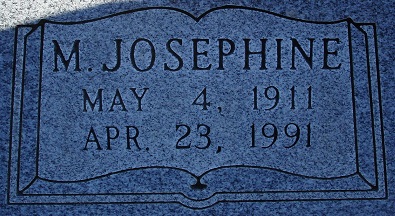 Wife detail on Raymond and Josephine Elliott gravestone in Bethany Cemetery (251 KB) Photo from FindAGrave; Added by: Joe Warne, 1/04/2011 (Click on Picture to View Full Size) picture