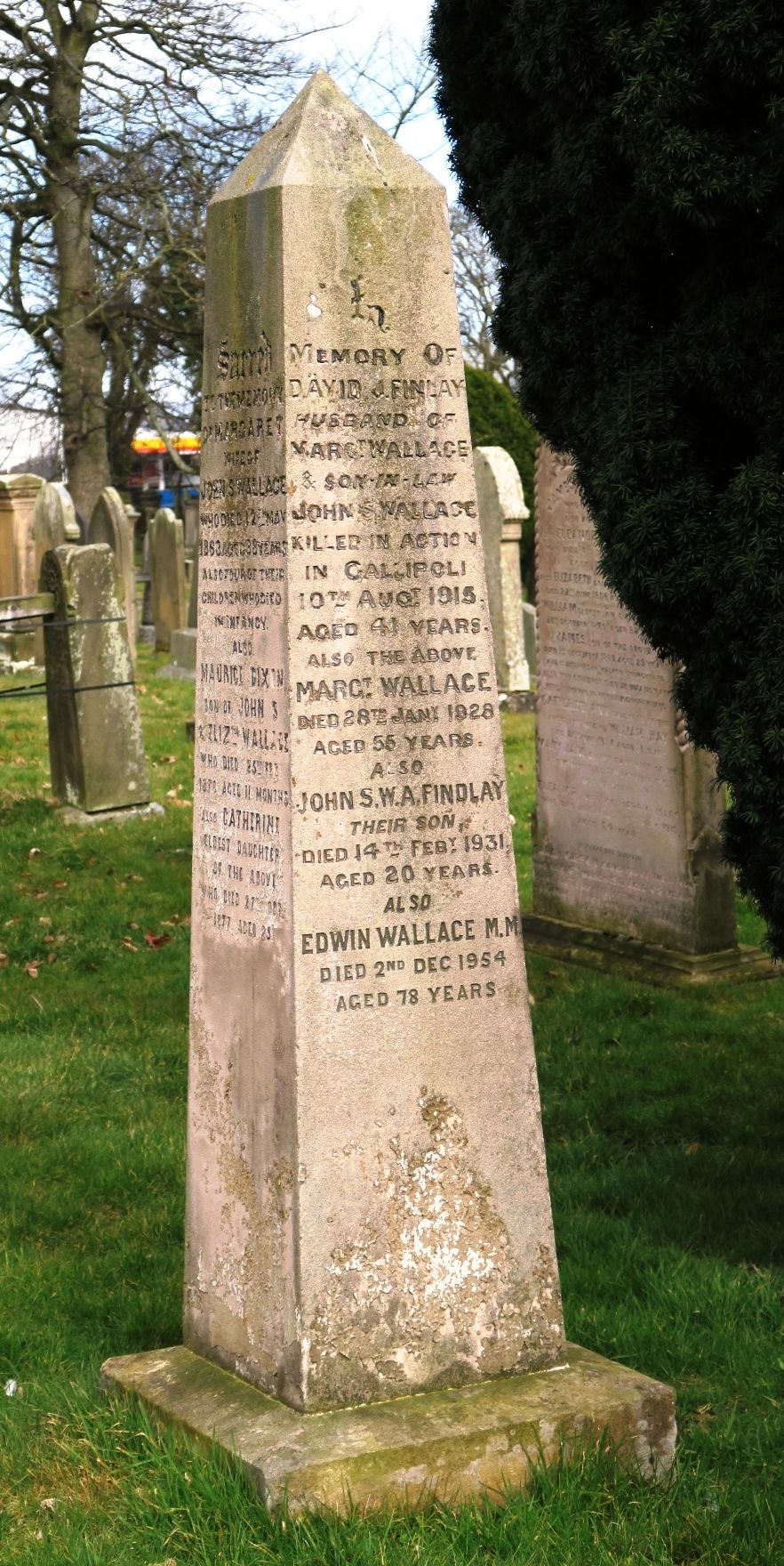 Wallace-Findlay monument in Berwick-upon-Tweed Cemetery (4558 KB) 2019 Photo from FindAGrave; Added By: Thomas Hunter Brown, 11 Aug 2019 (Click on Picture to View Full Size) picture