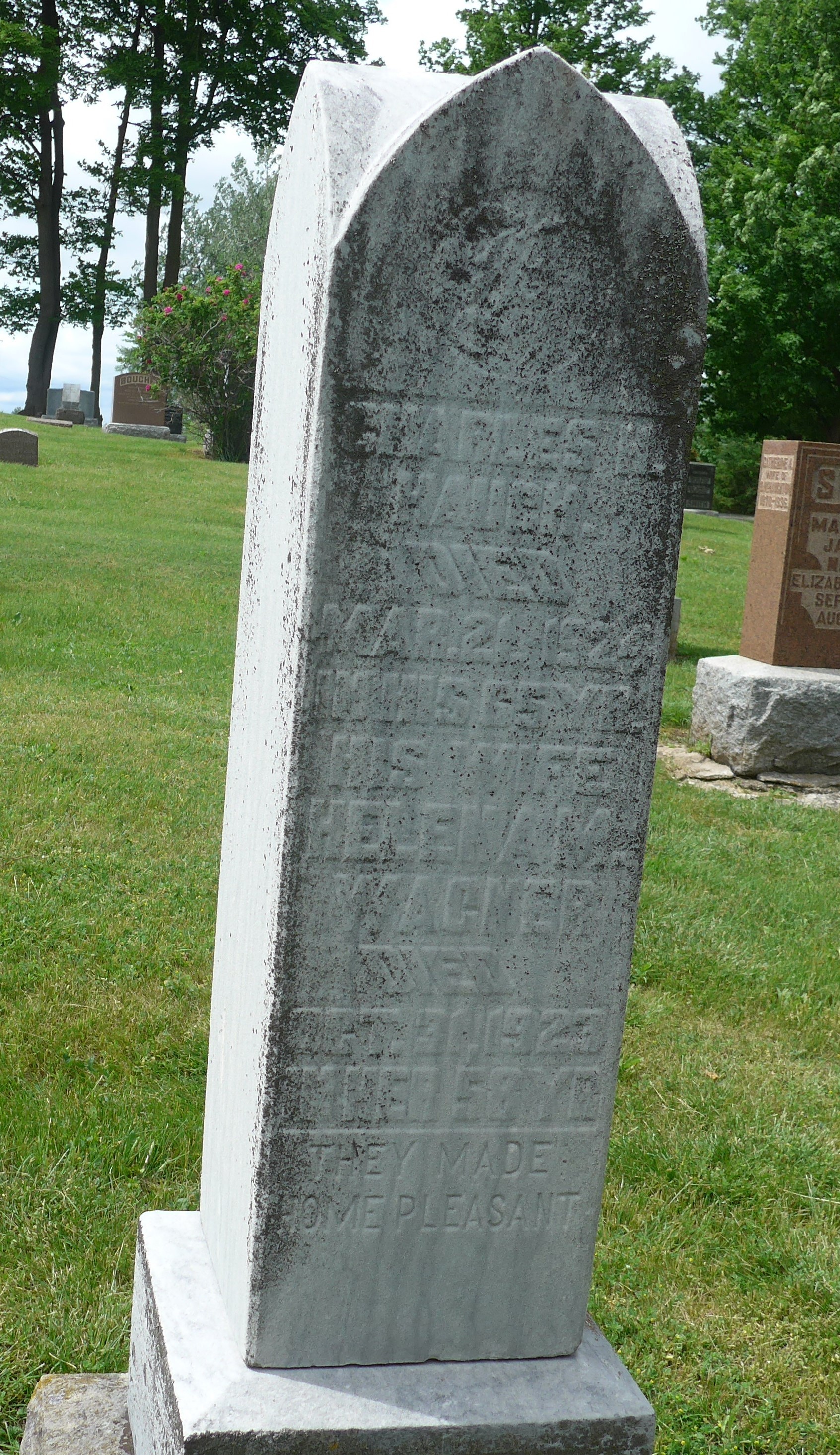 Charles and Helena Haugh gravestone in Crown Cemetery (14524 KB) Photo from FindAGrave; Added by: LMK, 6/07/2016 (Click on Picture to View Full Size) picture