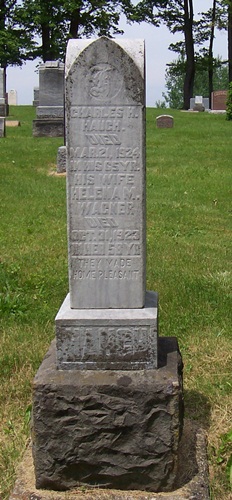 Charles and Helena Haugh gravestone in Crown Cemetery (339 KB) Photo from FindAGrave; Added by: Smith Favaro, 6/09/2011 (Click on Picture to View Full Size) picture