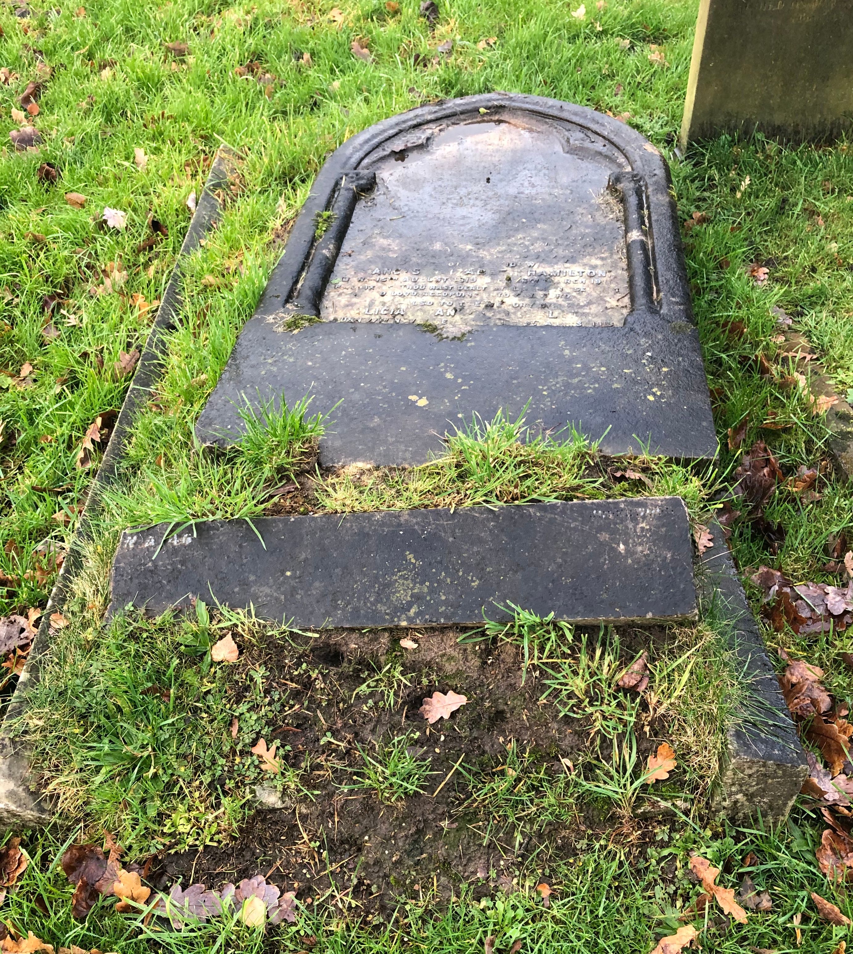 Hamilton and Giblett gravestone in Hampstead Cemetery, London (25106 KB) 11 December 2019 Gravestone for William King Hamilton, his wife Frances Elizabeth Hamilton, and Frances' sister Alicia Stansfeld Giblett in Hampstead Cemetery, London. Photo from FindAGrave; Added by D (FindAGrave member #48718116) on 11 Dec 2019. Photo used by permission. (Click on Picture to View Full Size) picture