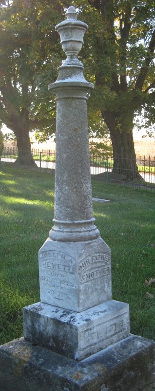 Joseph and Harriet Jewett gravestone in Strawberry Point Cemetery (750 KB) Photo from FindAGrave — Added by: swede, 10/11/2010 (Click on Picture to View Full Size) picture