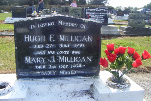 Hugh and Mary Milligan gravestone in Orowaiti Cemetery (800 KB) margw37 originally shared this on 11 Apr 2012 (Click on Picture to View Full Size) picture