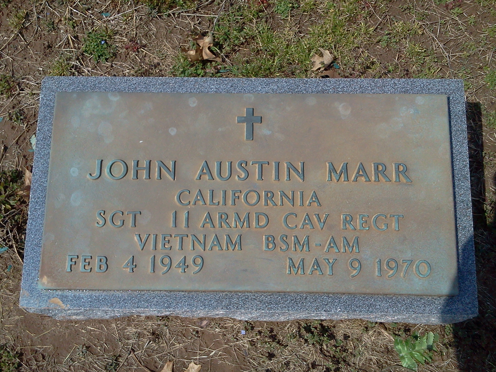 John Austin Marr gravestone in Corning Cemetery (9216 KB) Photo from FindAGrave; Added by: Tina&James, 3/29/2014 (Click on Picture to View Full Size) picture