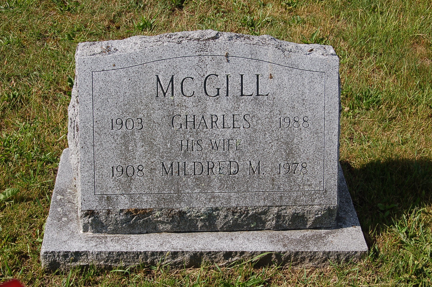 Charles and Mildred McGill gravestone in Oak Grove Cemetery (4406 KB) Photo from FindAGrave; Added by: GPoppa, 6/20/2015 (Click on Picture to View Full Size) picture