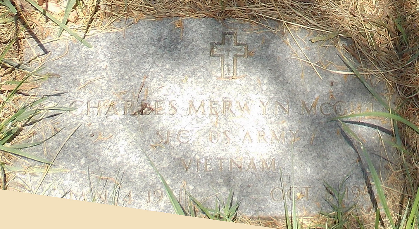 Charles Merwyn McGill military gravestone in Sunset Memorial Park (3297 KB) Photo edited to highlight the military gravestone from a larger photo added to FindAGrave by Daisy Taylor on 7/01/2016. kmh. (Click on Picture to View Full Size) picture