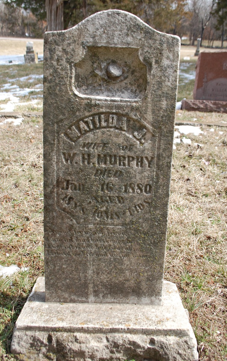 Matilda J. Murphy gravestone in Myers Cemetery (2657 KB) Photo from FindAGrave; Added by: Jon & Joy, 3/04/2013 (Click on Picture to View Full Size) picture