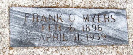 Frank O. Myers gravestone in Elmwood Cemetery (244 KB) Photo from FindAGrave; Added by: Vickie, 8/15/2012 (Click on Picture to View Full Size) picture
