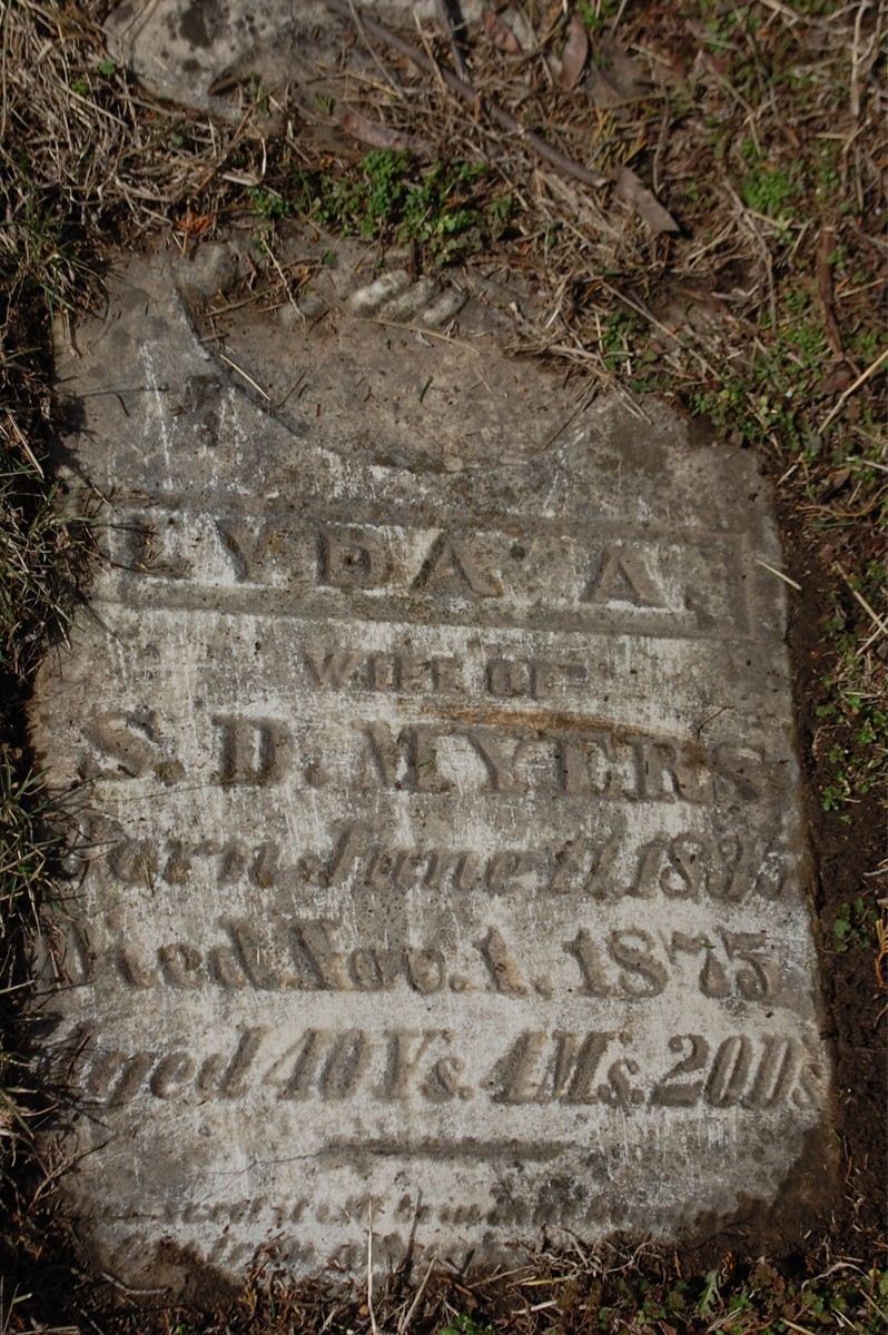 Lyda A. Myers gravestone in Myers Cemetery (2812 KB) Photo from FindAGrave; Added by: Jon & Joy, 3/04/2013 (Click on Picture to View Full Size) picture