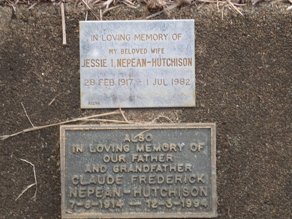 Jessie and Claude Nepean-Hutchison grave markers in Albany Creek Memorial Park (2304 KB) Photo from HeavenAddress (Click on Picture to View Full Size) picture