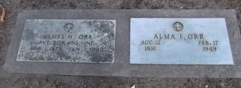 James and Alma Orr gravestones in Mountain View Cemetery (686 KB) Photo from FindAGrave; Added by: Roanne Lyall, 9/11/2011 (Click on Picture to View Full Size) picture
