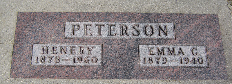 Henery and Emma Peterson gravestone in Mt. Harmony Cemetery (677 KB) Photo from FindAGrave; Added by: P2-ABQ, 5/06/2006 (Click on Picture to View Full Size) picture