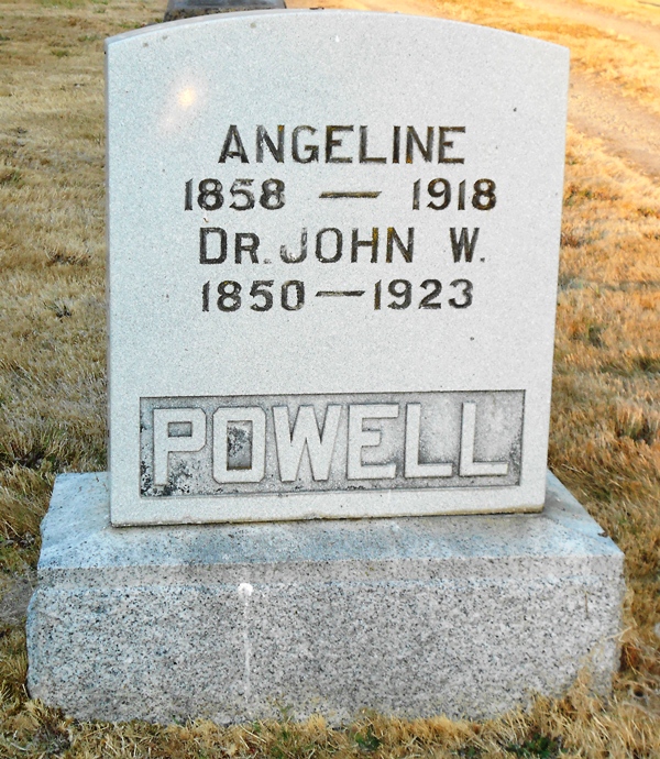 John and Angeline Powell gravestone in Molalla Memorial Cemetery (1212 KB) Photo from FindAGrave; Added by: Sue Barnett, 9/16/2012 ' 'POWELL~ANGELINE 1858- 1918' Shares marker w. husband Dr. John W.' (Click on Picture to View Full Size) picture