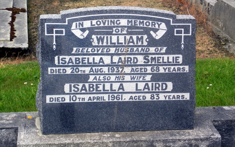 William and Isabella Smellie gravestone in Otautau Cemetery (1176 KB) Photo from FindAGrave; Added by: Loopy Lass, 11/02/2016 'William and Isabella Smellie's Grave' (Click on Picture to View Full Size) picture