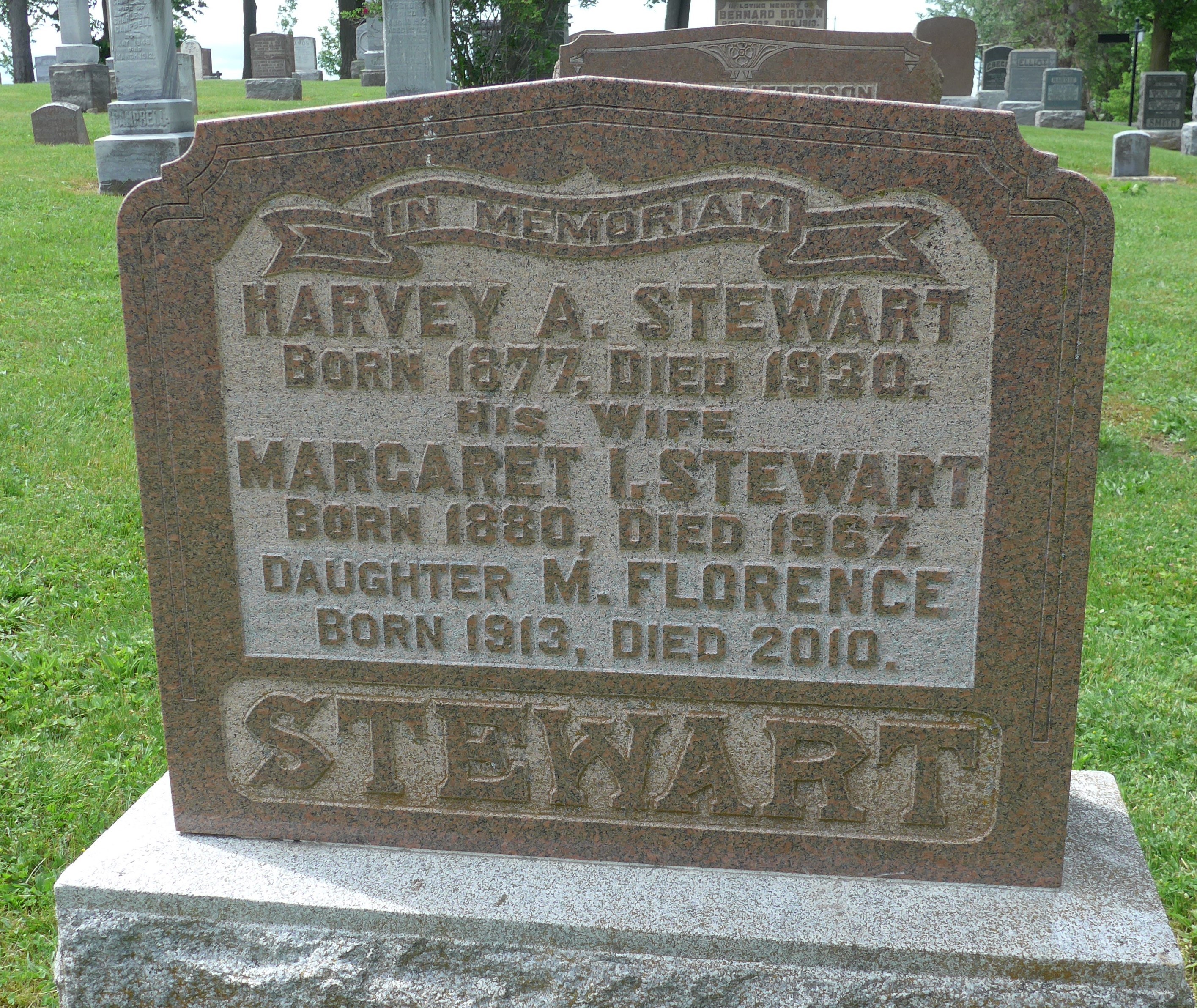 Stewart family gravestone in Crown Cemetery (19793 KB) Photo from FindAGrave; Added by LMK on 7 Jun 2016 (Click on Picture to View Full Size) picture