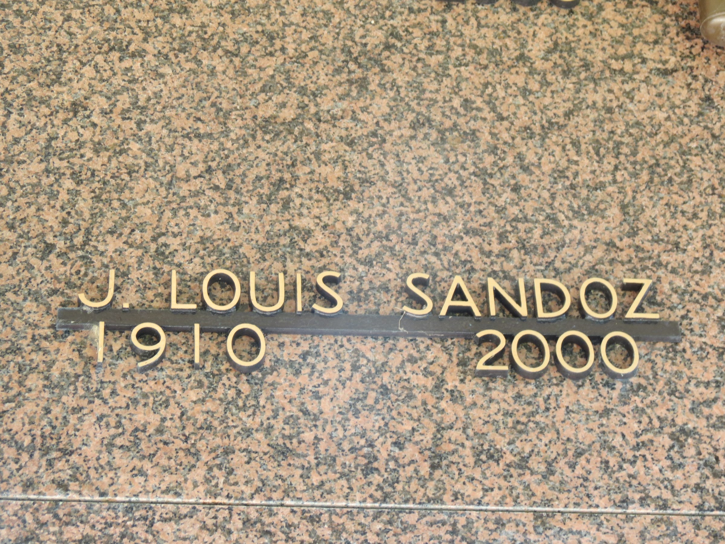 J. Louis Sandoz grave marker at Valley View Memorial Park (12656 KB) Photo from FindAGrave; Added by: Bill Myers, 11/25/2013 (Click on Picture to View Full Size) picture