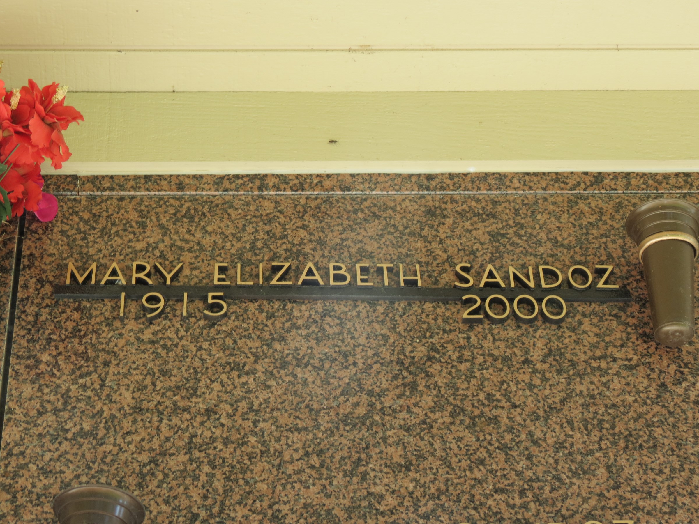 Mary Elizabeth Sandoz grave marker at Valley View Memorial Park (12656 KB) Photo from FindAGrave; Added by: Bill Myers, 11/25/2013 (Click on Picture to View Full Size) picture