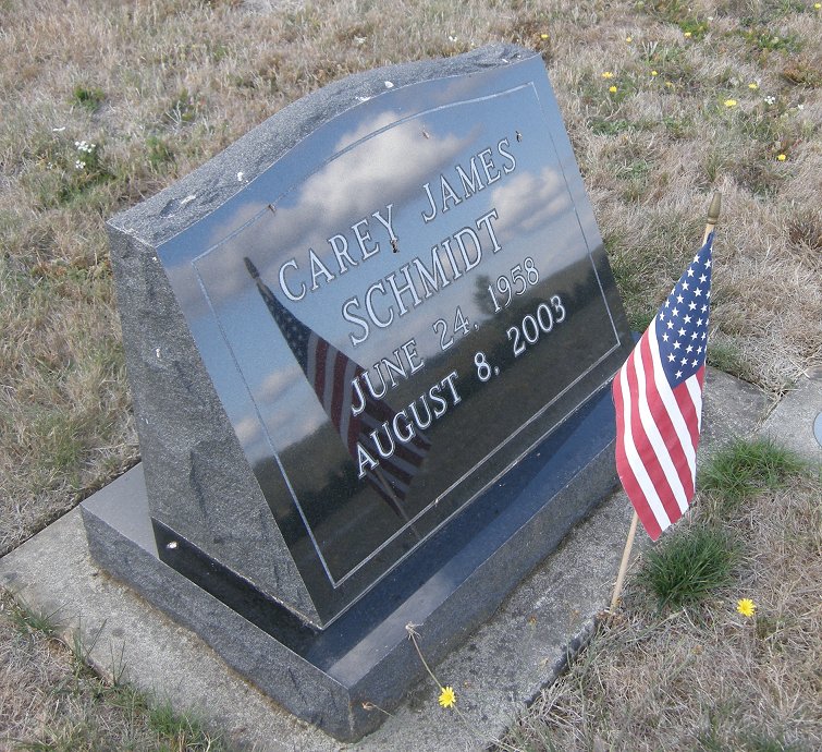 Carey James Schmidt gravestone in Salt Creek Cemetery (1532 KB) Photo from FindAGrave; Added by Bev Thomen on 3 Oct 2009 (Click on Picture to View Full Size) picture