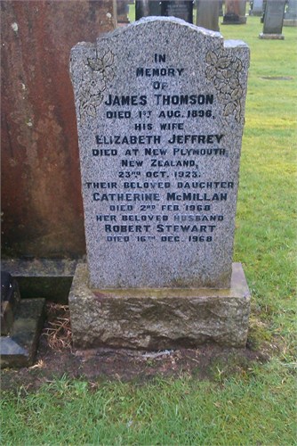 James Thomson and Elizabeth Jeffrey family stone in High Street Cemetery, Rothesay (492 KB) Grave - James Thomson — mnc173 mnc173 originally shared this 20 Apr 2014 Headstone (Click on Picture to View Full Size) picture