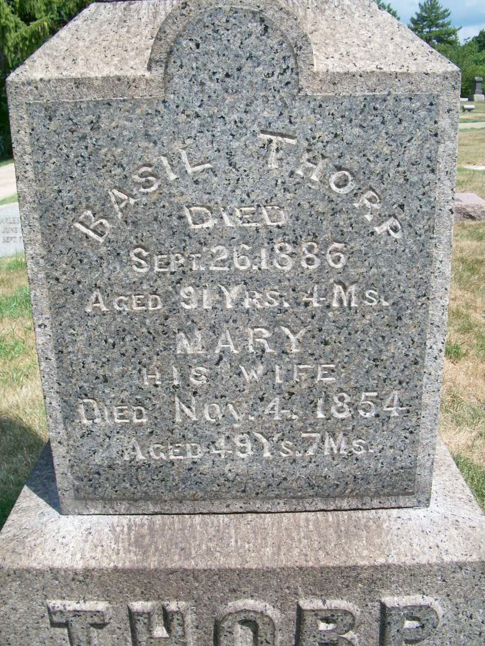Detail from Basil and Mary Thorp gravestone in Beachwood Cemetery (3600 KB) Photo from FindAGrave; Added by: Nancy Hart, 8/01/2012 (Click on Picture to View Full Size) picture