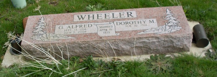 Alfred and Dorothy Wheeler gravestone in Sand Ridge Cemetery (510 KB) Photo from FindAGrave; Added by: Sandra Bessent, 6/05/2009 (Click on Picture to View Full Size) picture