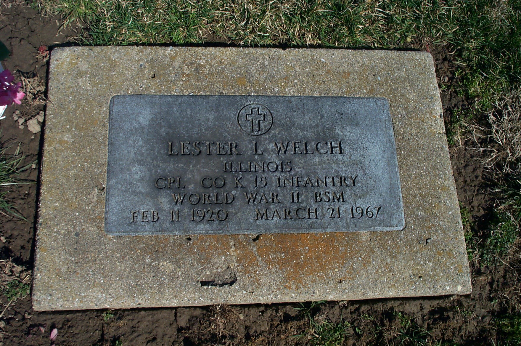 Lester L. Welch gravestone in DeWitt Cemetery (6022 KB) dloreilly originally shared this on 06 Apr 2012 (Click on Picture to View Full Size) picture
