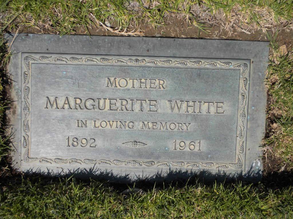 Marguerite White gravestone in Green Hills Memorial Park (2304 KB) Photo from FindAGrave; Added by: Warren Weimer, 9/13/2011 'Taken by Warren Weimer This grave is in the Starlite Terrace section grave #172 B.' (Click on Picture to View Full Size) picture