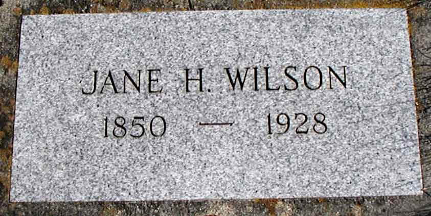 Jane H. Wilson gravestone in Ocean View Cemetery (1048 KB) Photo from FindAGrave; Added by Carol Foss (FindAGrave member #46791230) on 20 July 2005 (Click on Picture to View Full Size) picture