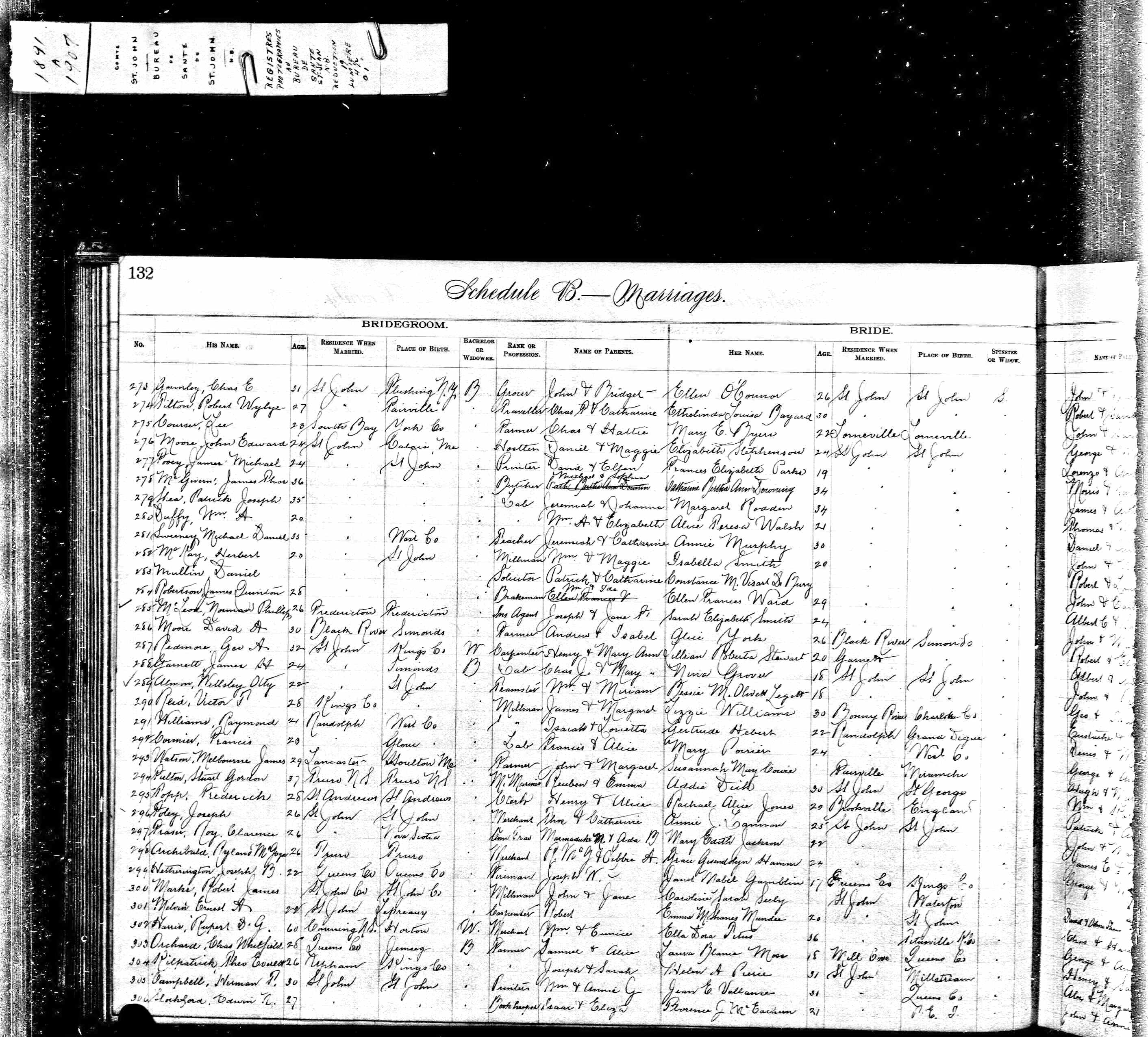 Herman T. Campbell and Jean E. Vallance marriage record in St. John (7037 KB) 1904 From the Drouin Collection (Click on Picture to View Full Size) picture