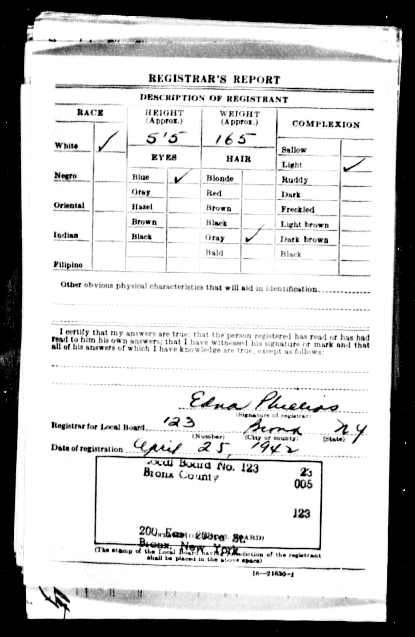 Erasmus Tumos WW2 draft registration card (back) (8416 KB) 25 April 1942 Erasmus Tumos, b. 20 Sep 1887 — WW2 draft registration card (back side) (Click on Picture to View Full Size) picture