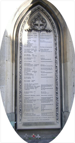 Roll of Honour at Holy Trinity Church, Cheltenham (502 KB) Photo courtesy of Remembering.org.uk. (Click on Picture to View Full Size) picture