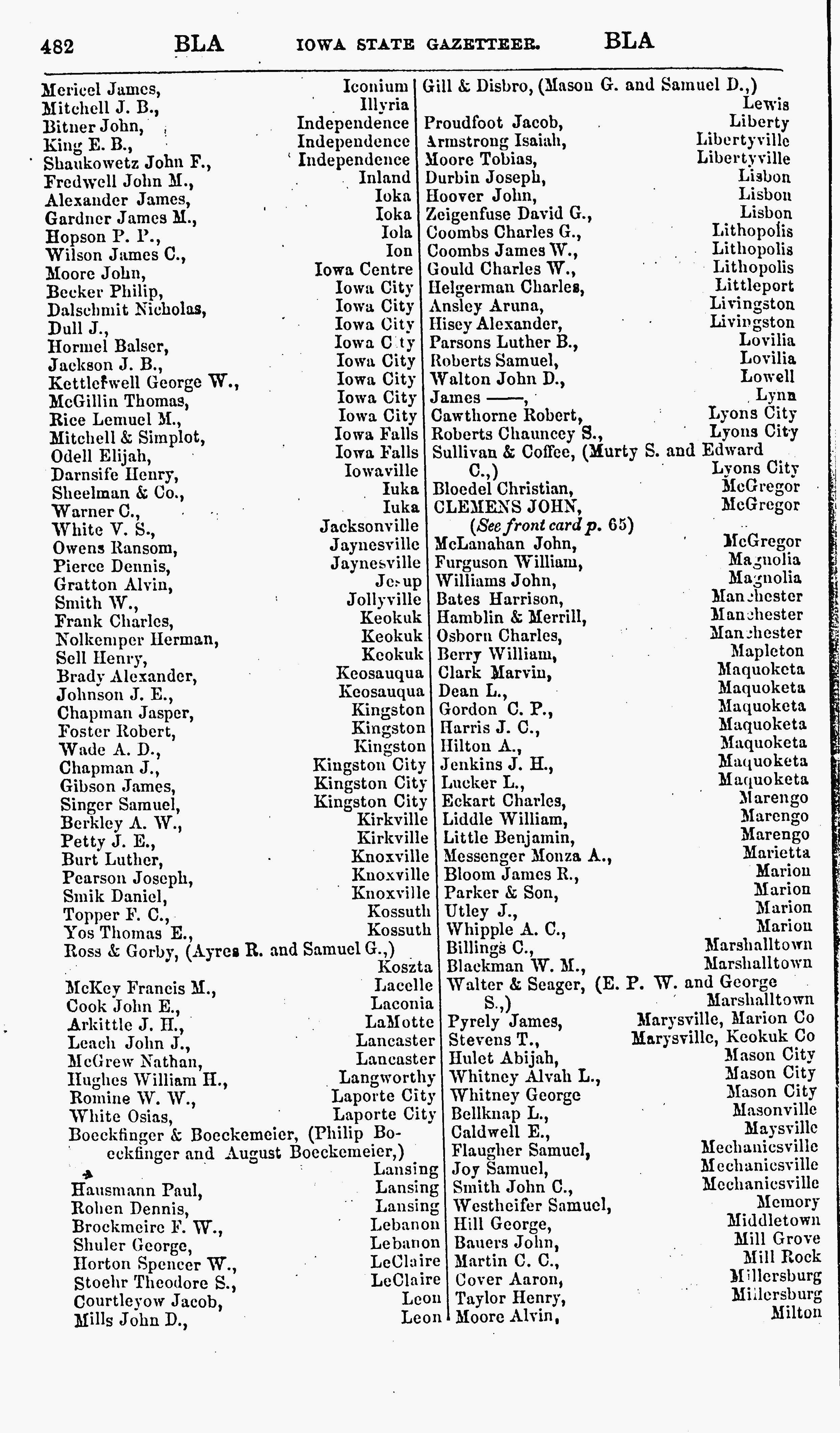 Business directory for blacksmiths in Iowa (10309 KB) 1865 Osias White, blacksmith in La Porte City, Iowa in 1865 (Click on Picture to View Full Size) picture